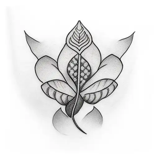 Large Feather With Small Lotus