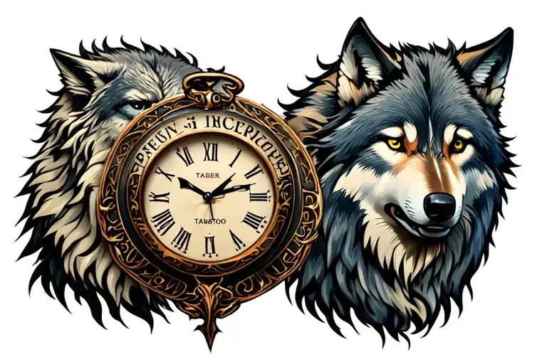Wolf Warrior With A Clock And Word Tamboer Incorporated