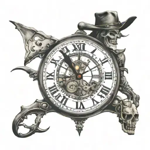 Evil Clock That Goes Backwards Instead Of Forward Facing Cowboy
