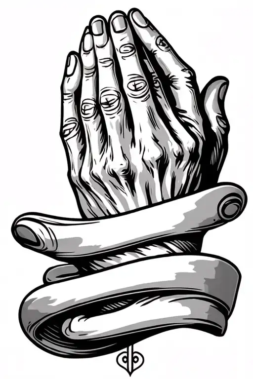 Praying Hands Scroll Wrapped Loosely