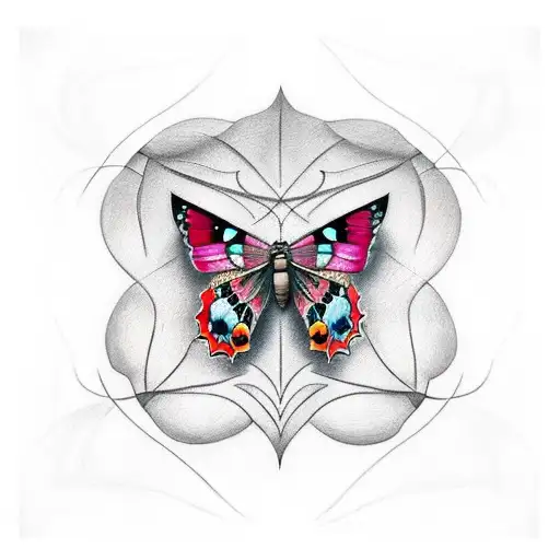 A Moth And A Butterfly Flying Together In Harmony