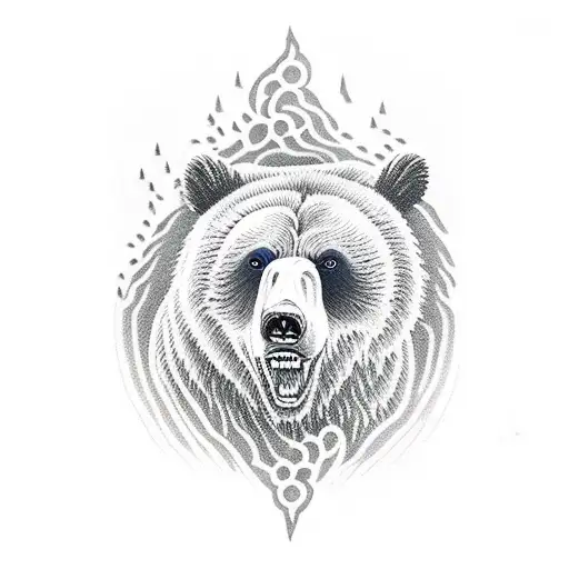 Grizzly Bear With Campfire