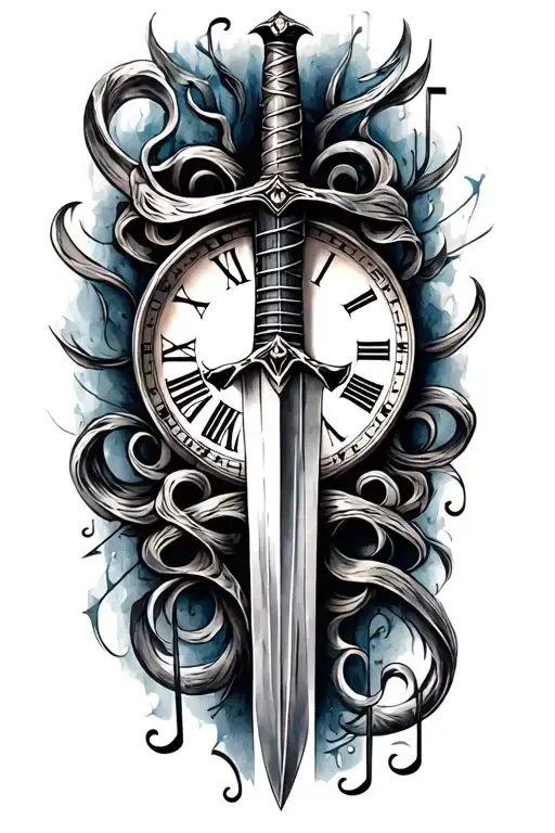 Music Notes Sword And Time