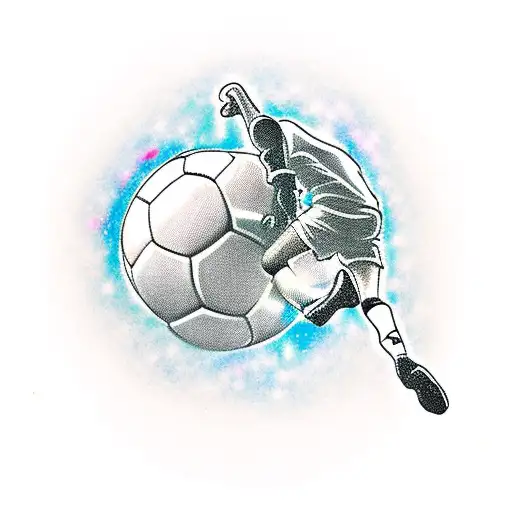 A Silhouette Of A Soccer Player Kicking A Ball Into A Galaxy