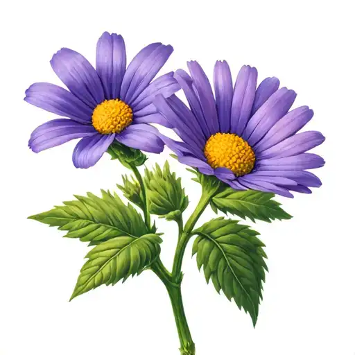 One Violet And 1 Daisy With Stem Intertwined