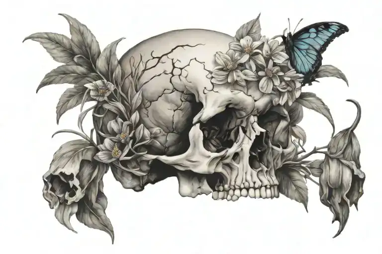 Wildflowers Growing From Skull