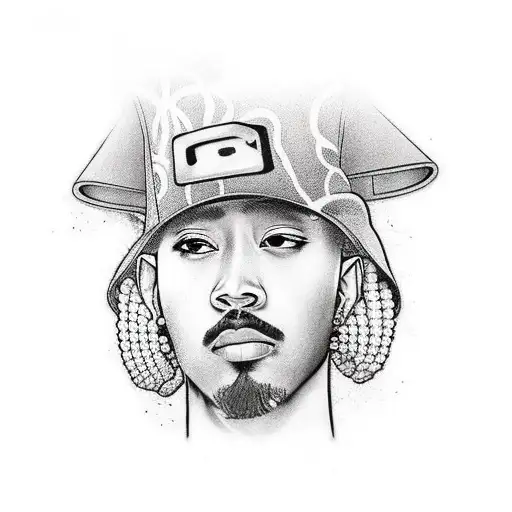 A Graffiti-style Portrait Of A Rapper With Pubg Characters Incorporated Into The Design