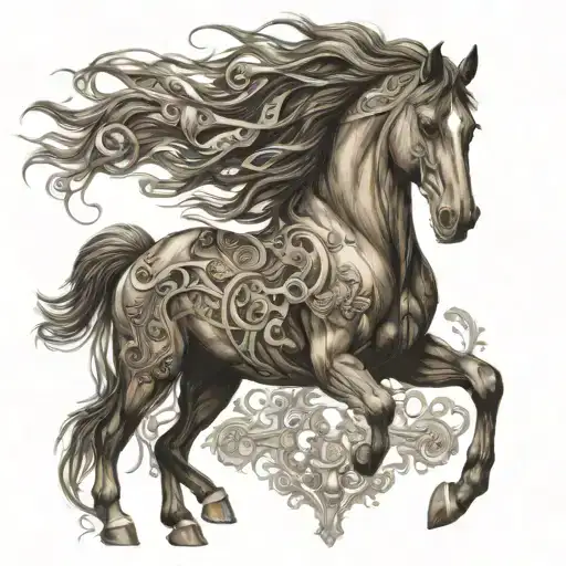 A Horse With Intricate Woodworking Tools As Its Mane