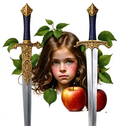 Girl With Apple And Sword