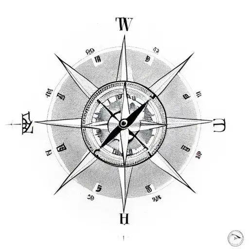 A Detailed Sundial Compass With Water Lilies Floating Around It