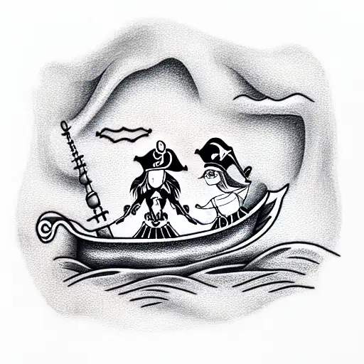 Pirate With Daughter On A Pirate Boat