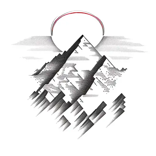 A Minimalist Design Of A Mountain Range With The Symbol Of Communism Integrated Into The Landscape