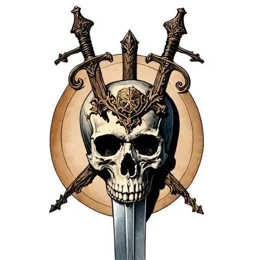 A Sword Of Damocles That Crosses A Skull