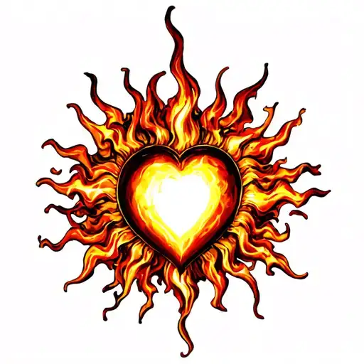 Heart Shaped Sun On Fire
