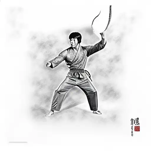 Bruce Lee With Dragon In The Background