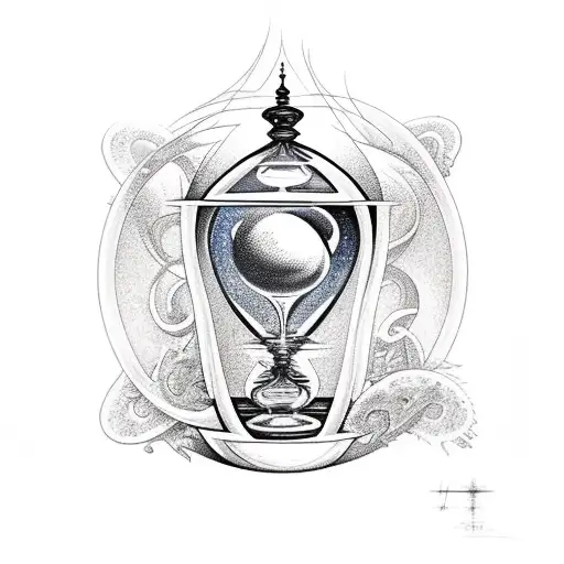 An Hourglass Filled With Philosophical Concepts And Symbols