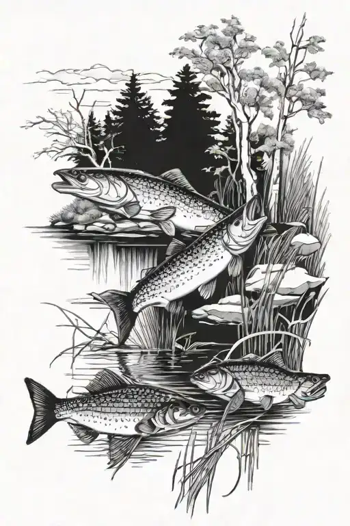River Bank Fishing Scene