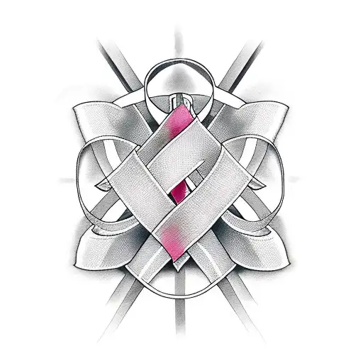 Cross With Cancer Ribbon Around It With Roman Numerals