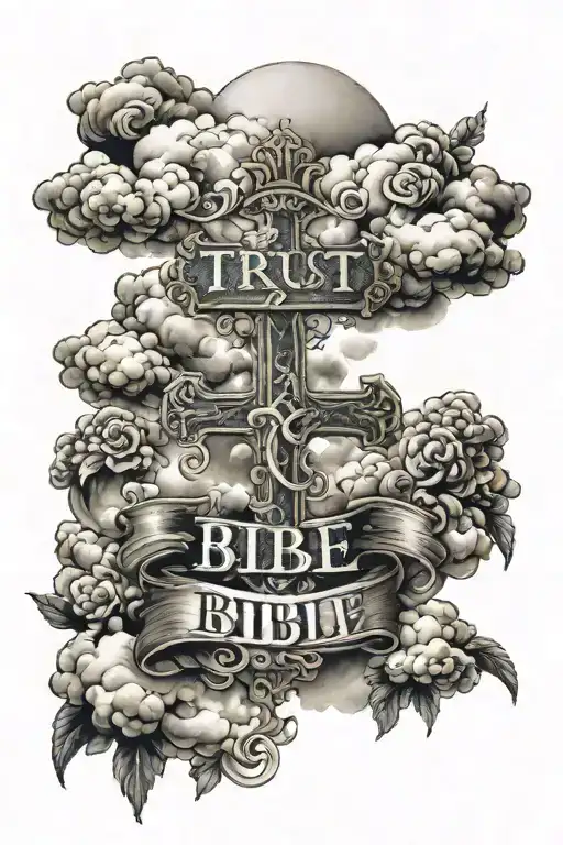 Trust In The Bible Verse Written With Clouds Surrounding