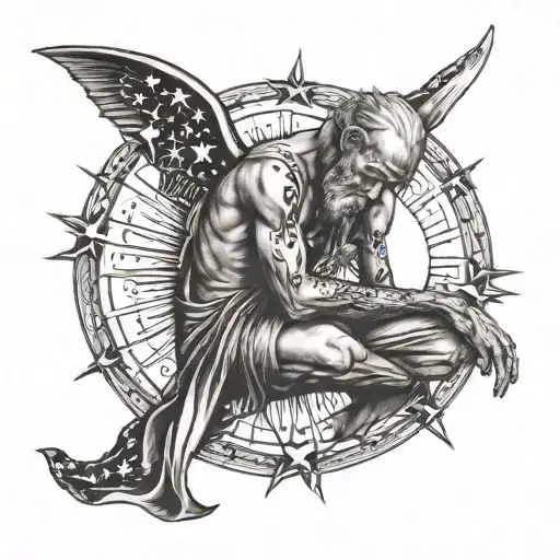 Man Bowing Down Under Sun Moon And 11 Stars