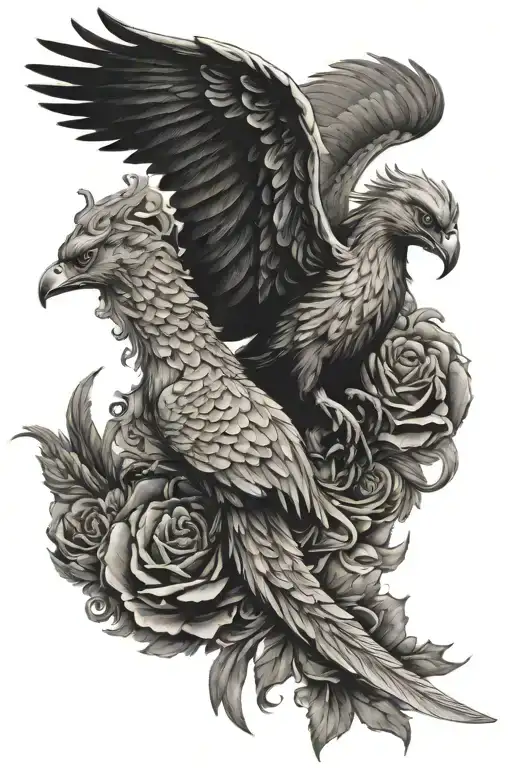 Sword And Phoenix Flying