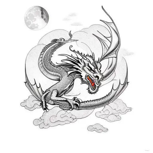 Dragon With Castle And Moon Sleeve