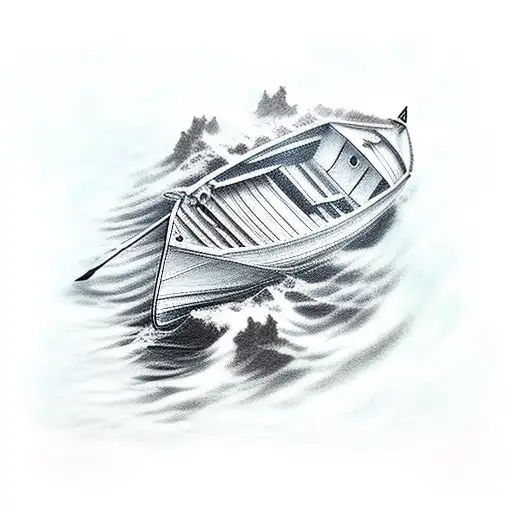 Boat In Water Heavy Storm