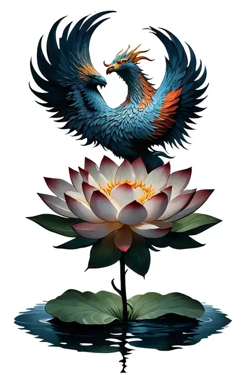 Phoenix Rising From Small Lotus