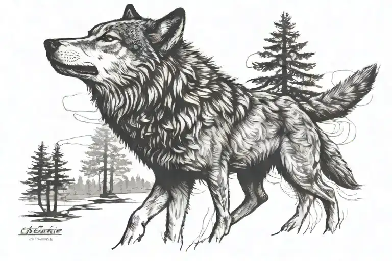 Wolf Silhouete In Human