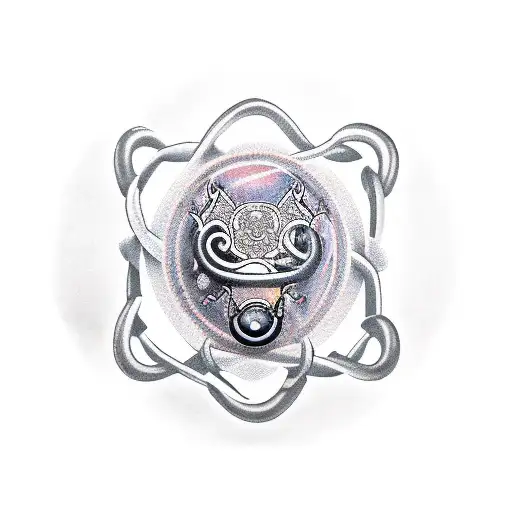 A Realistic Tattoo Of A Veterinarian Symbol Intertwined With Symbols Of Umbanda