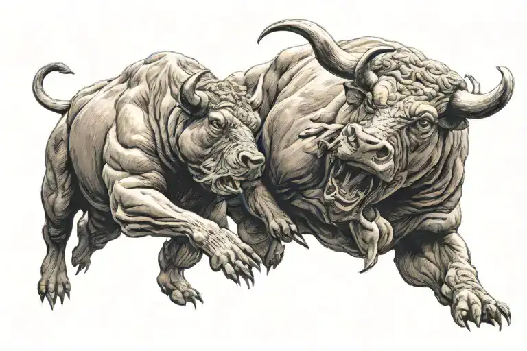 Bull And Bear From Stock Market Fighting Each Other