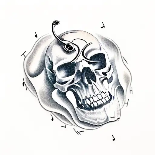 A Skull With Music Notes As Its Teeth