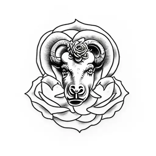 Aries Ram With Roses