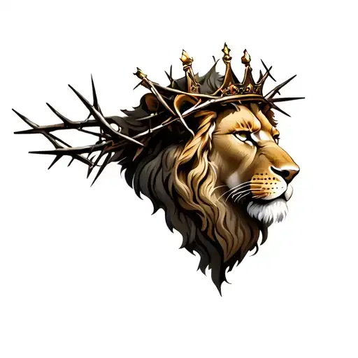 Old Lion With Crown Of Thorns