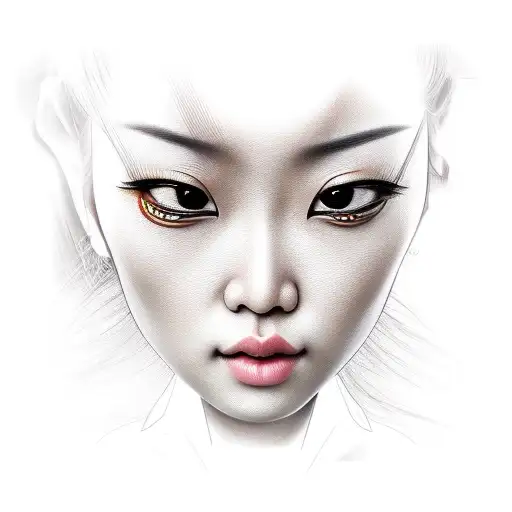 Realistic Asian Woman Face
