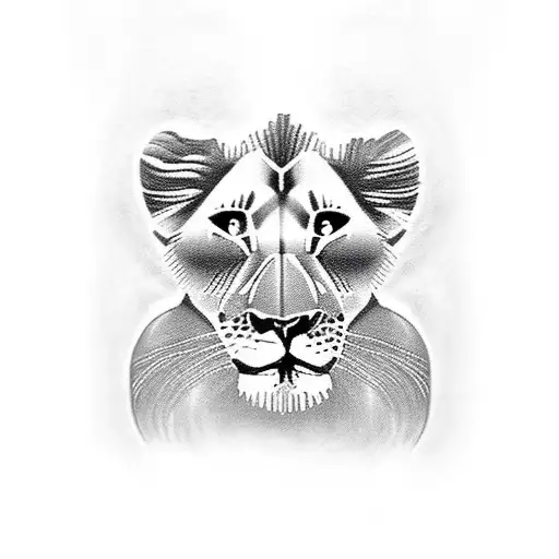 Baby Lion And A Big Lion In The Back