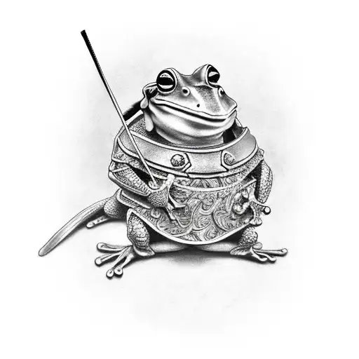 A Samurai Frog In Oversized Armor
