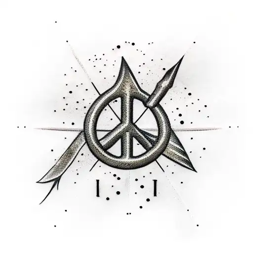 Arrow Shooting Through The Words Peace Love Happiness In Japanese Characters