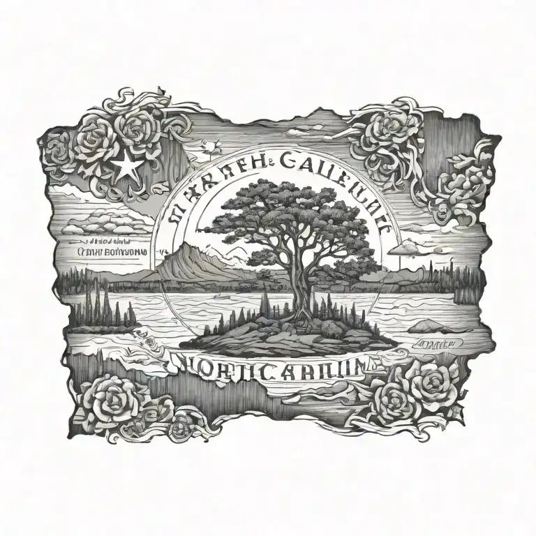 North Carolina Outline Tattoo With 252 Combined Together