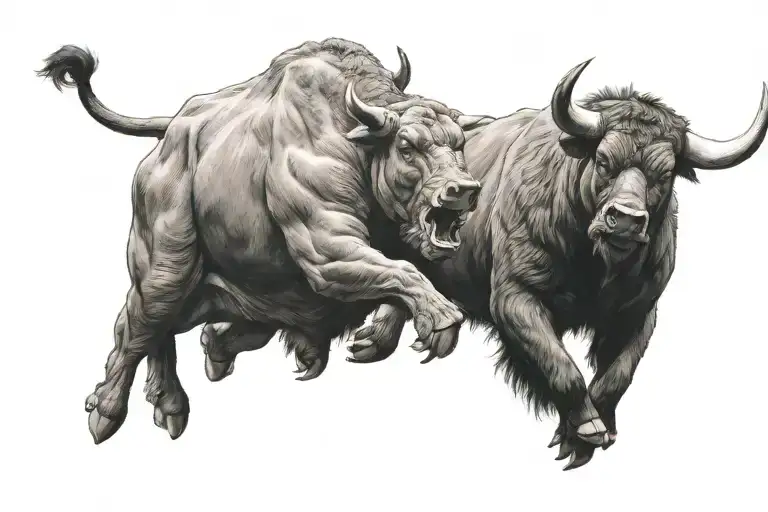 A Bull And A Bear Fight Scene