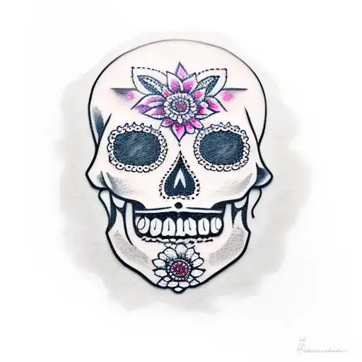 Day Of The Dead Woman And Skull