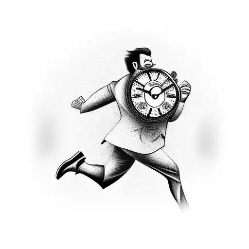 Man Running After The Clock