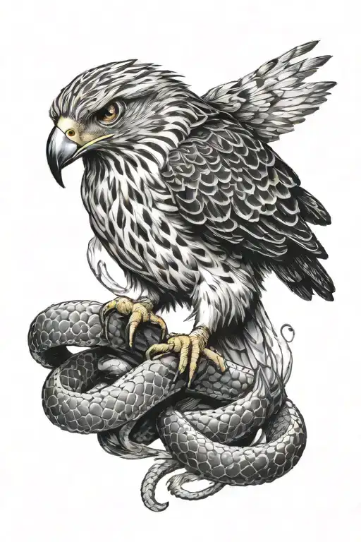 Hawk With Snake Around