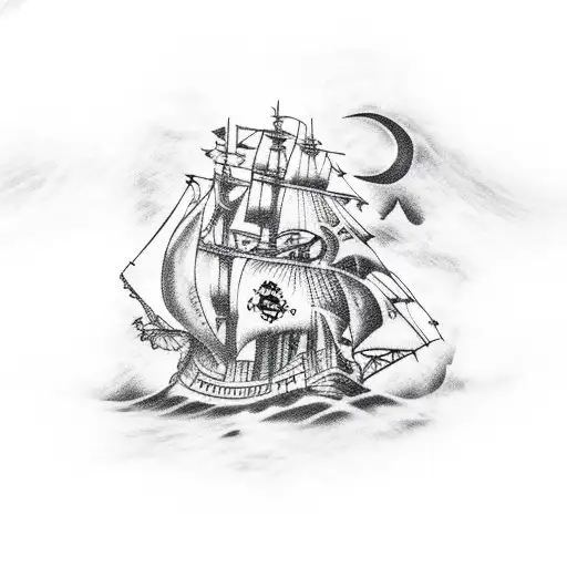 Pirate Ship Navigating Through A Sea Of Stars