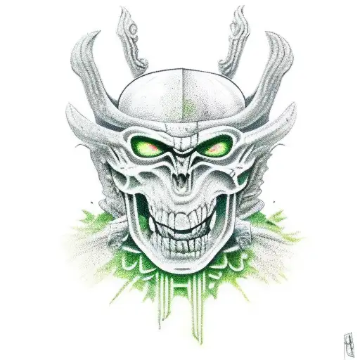 Green Warrior Defending His Family Against Enemies