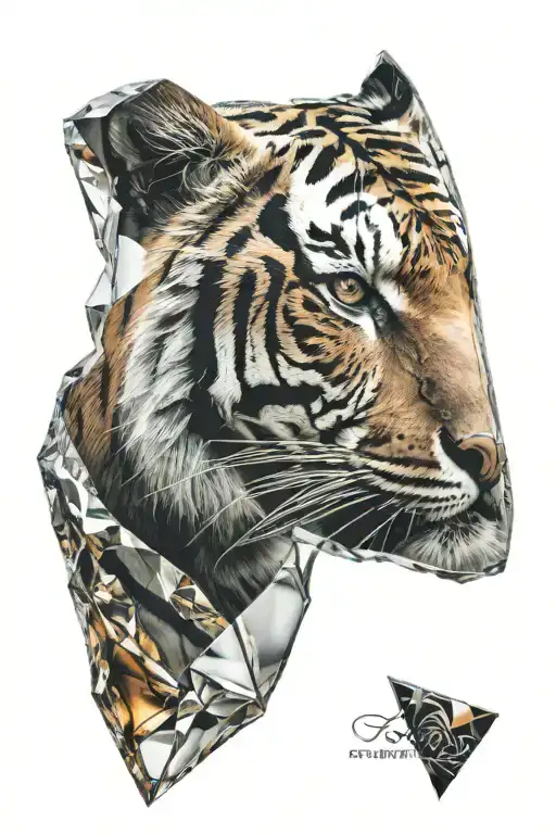 Glass Shard With Tiger Reflecting On It