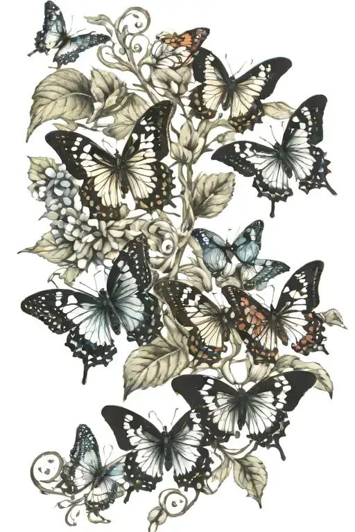 4 Butterflies Flying Around A Vine Representing 4 Children