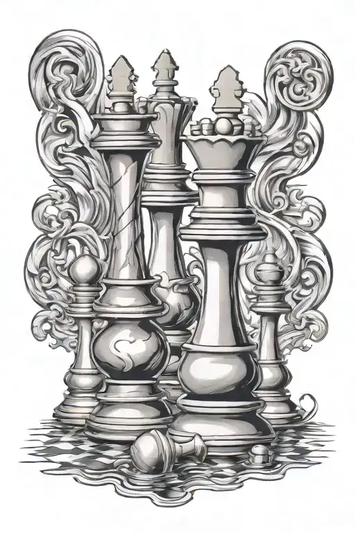 Chess Pieces And Tornado