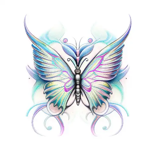 Abstract Colorful Butterfly With Heavenly Wings