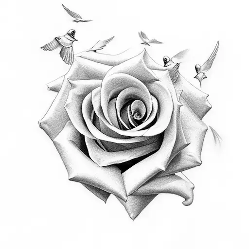 Rose And Very Small Doves